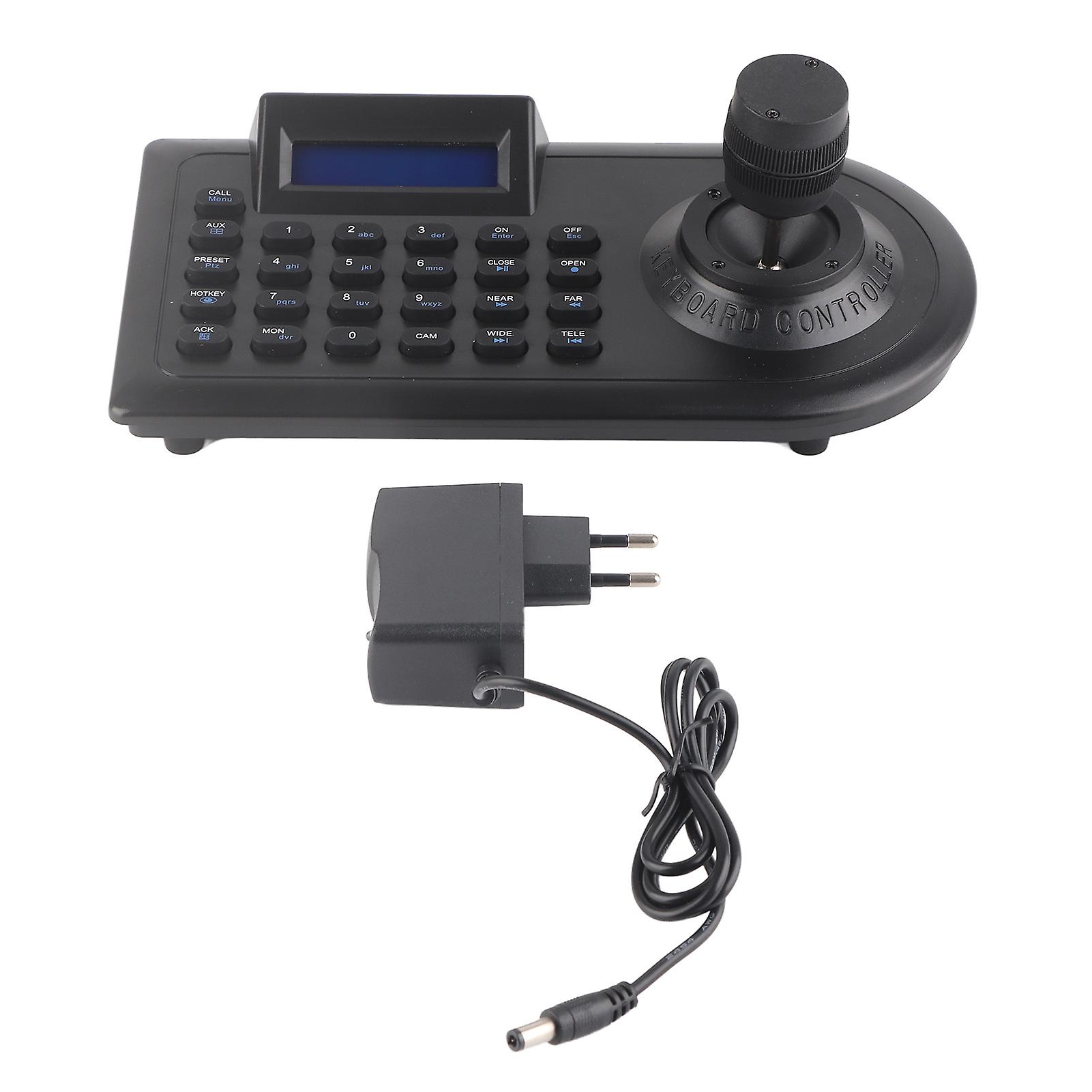 3D PTZ Camera Controller with LCD Display and Joystick, Strong Compatibility for Public Security Surveillance 100-240V EU Plug