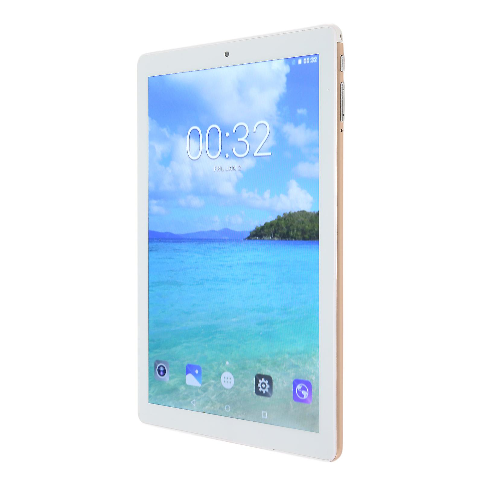 for Android 10 10.1 Inch Tablet 8 Core Processor 6G RAM 128G ROM 5G WiFi 4G Network Tablet Computer 100‑240V UK Plug Gold