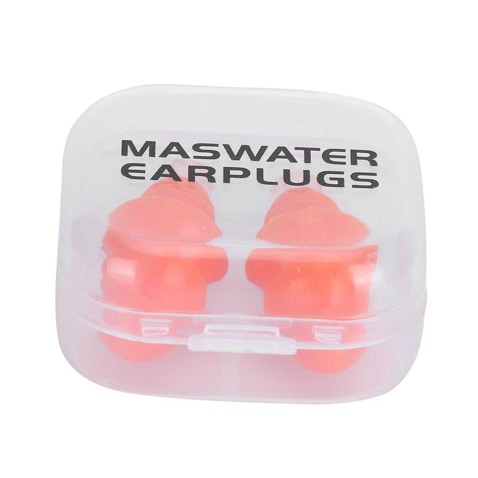 Reusable Waterproof Silicone Noise Cancelling Earplugs for Swimming and Sleeping (Orange Box)