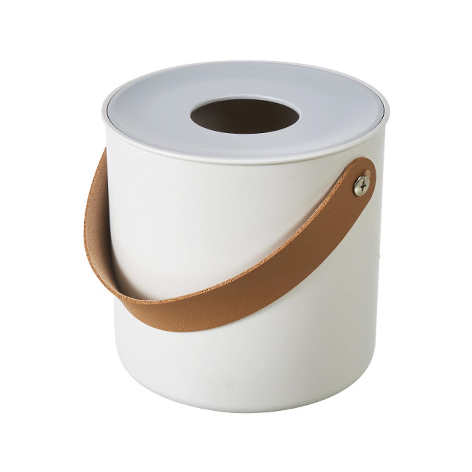 Tissue Box with Lid Drop-resistant Faux Leather Handle University Dormitories Napkin Box for Office