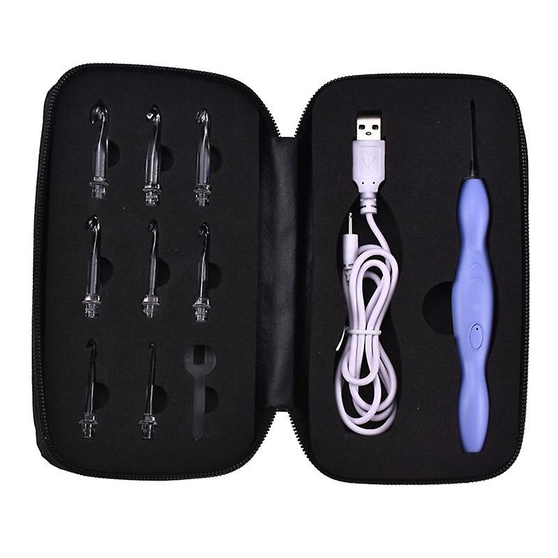 LED Crochet Lite Hooks with 9x Interchangeable Heads Rechargeable Crochet Hooks