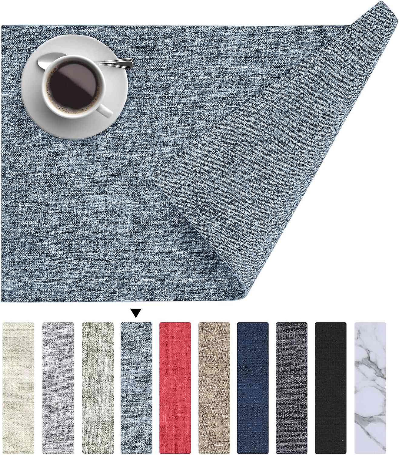 Värmebeständiga bordstabletter i konstläder för matbord Set med 6, Vattentät Torkbar Tvättbar PU-flik