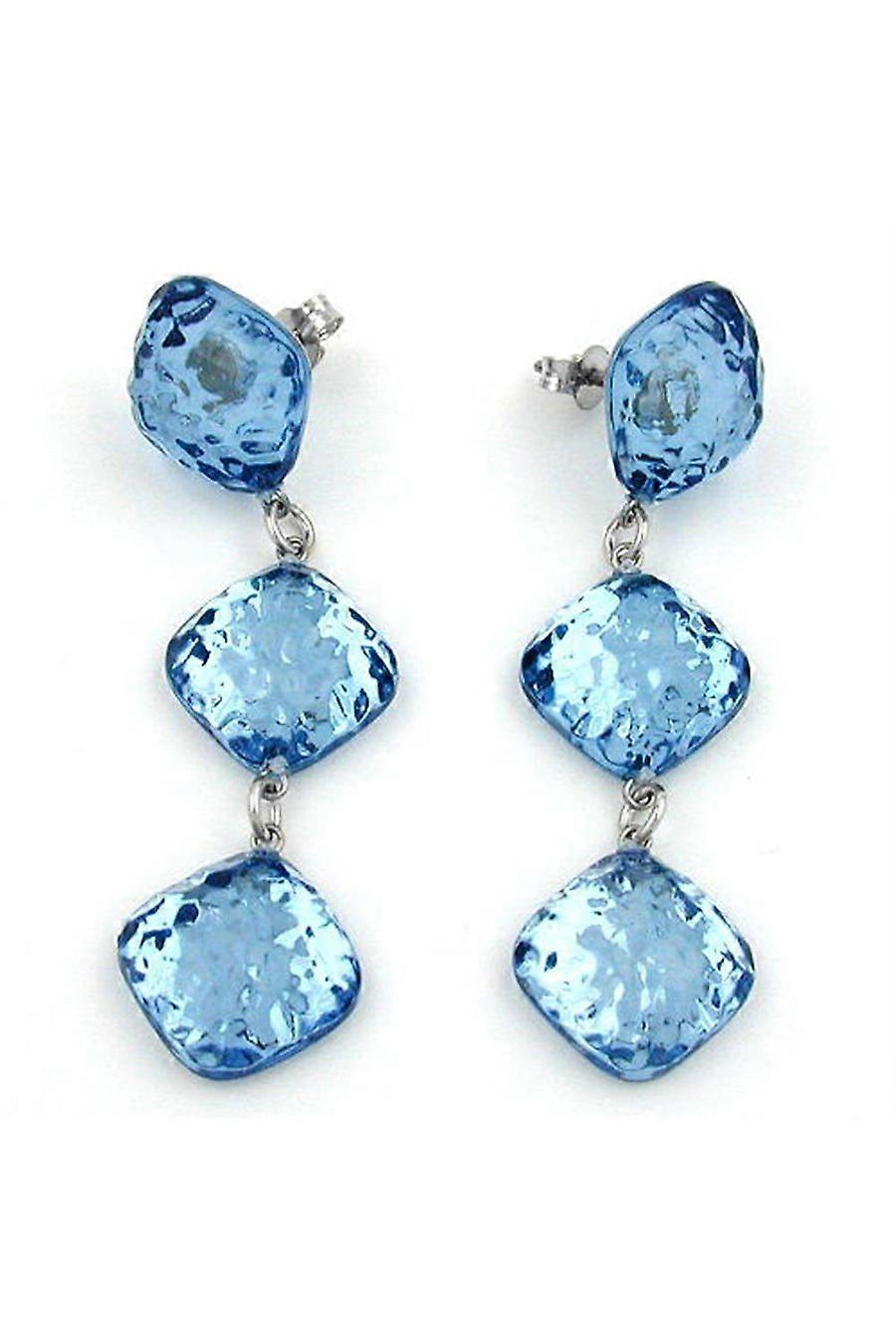 Stud Earrings Three Parted Blue Transparent - Gl02110