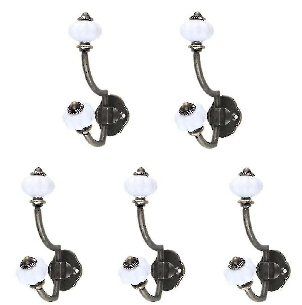Retro Ceramic Coat Hooks, Pack Of 5 Pal Hooks