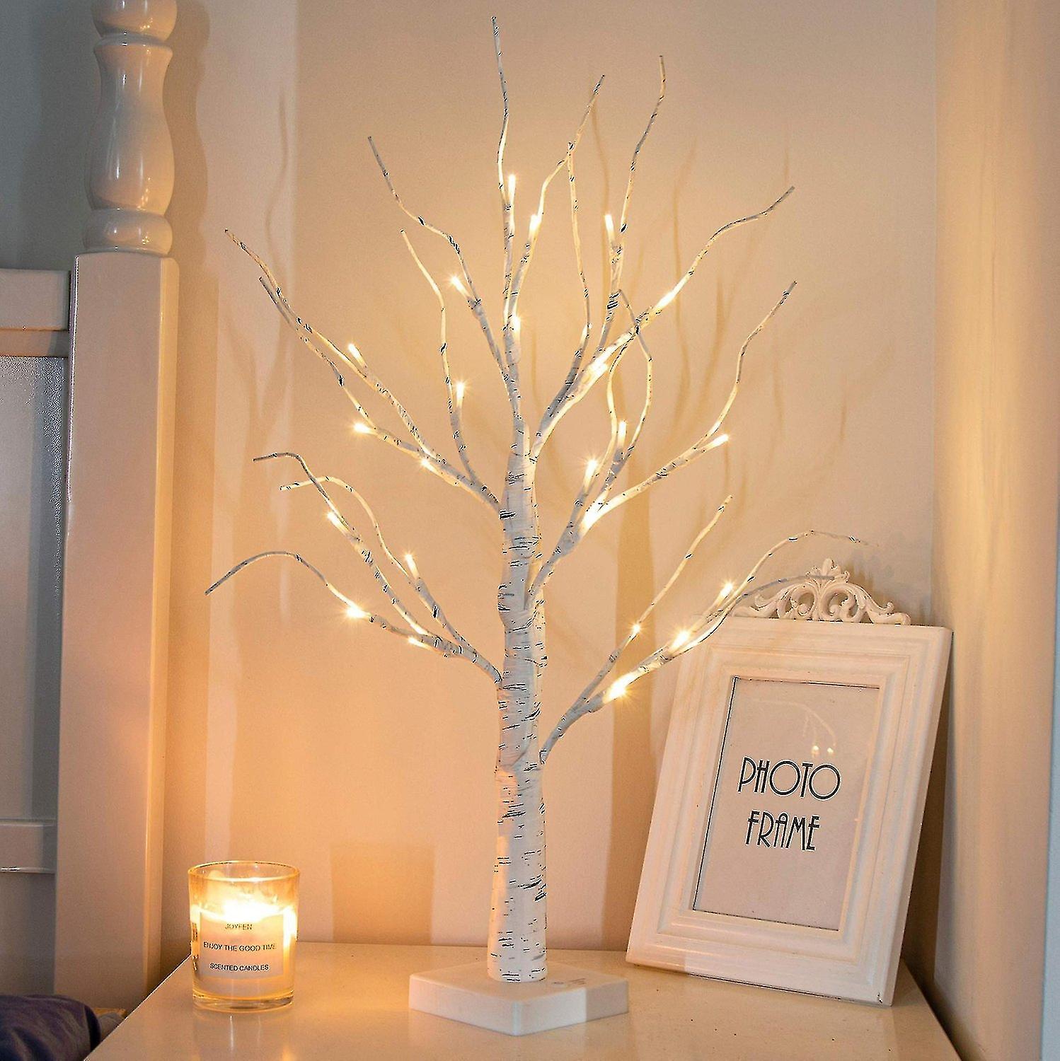 60cm LED Halloween Birch Tree with Timer Orange Light Battery Operated Desktop Tree Halloween Indoor