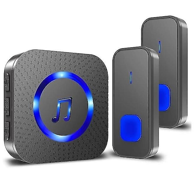 Wireless Doorbell Outdoor Ip55 400M Waterproof Dual Button Transmitter With One Plug-In Receiver, Bl