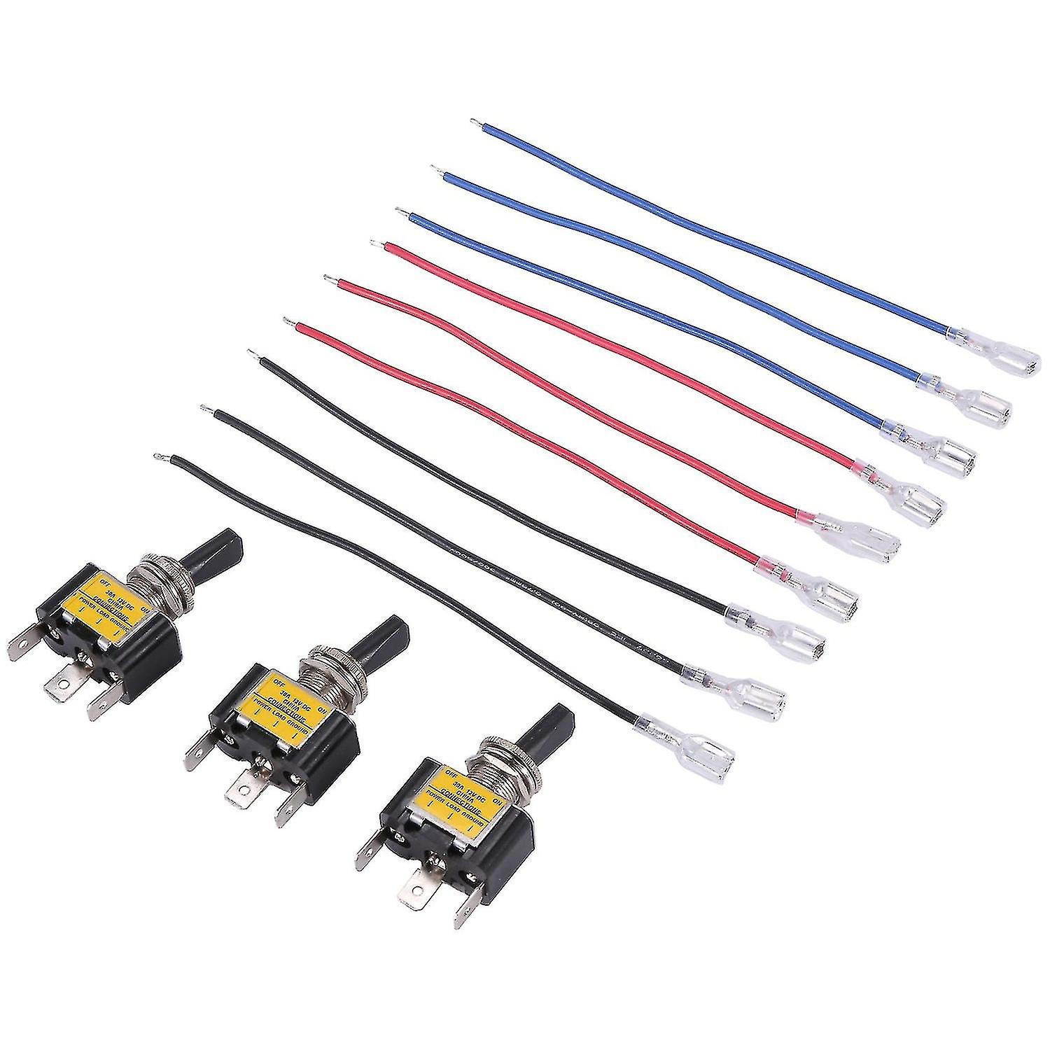 3pcs On Off Er Ed Toggle S 30a 12v Spst 2 Posit 3 Pin Led Wired For