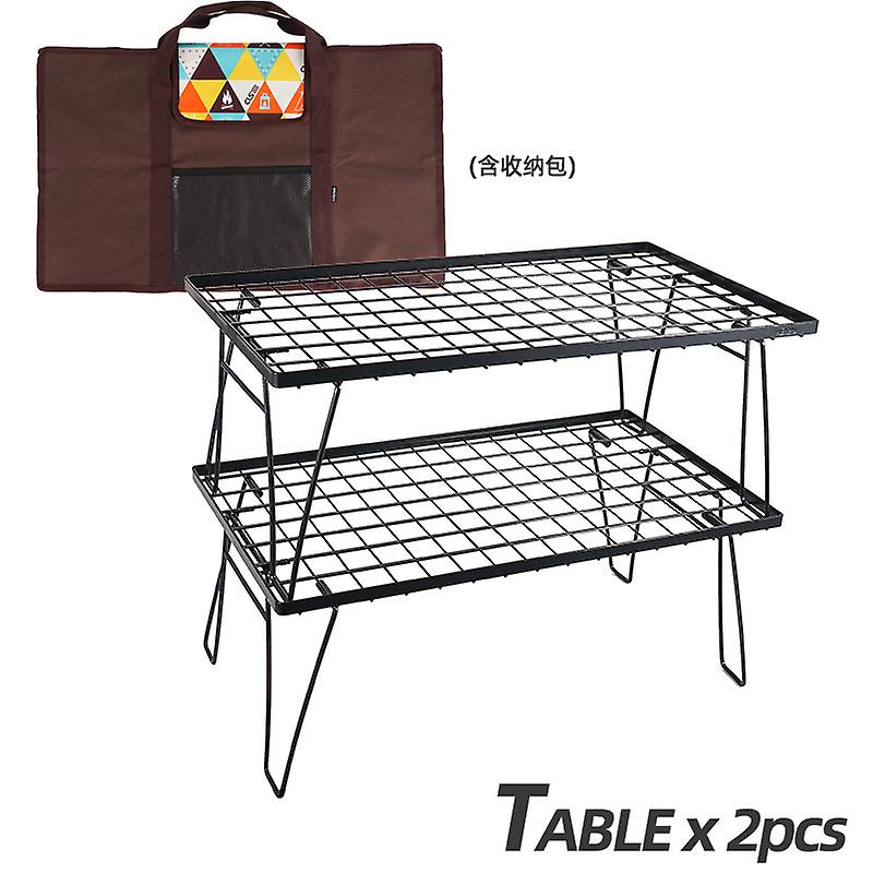 Outdoor Folding Mesh Table Bamboo Board Dining Table Camping Portable Barbecue Table Camping Tableware Drain Rack Folding Table