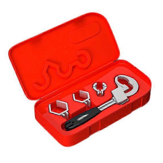 Bathroom Wrench Multifunctional Adjustable Wide Opening Spanner With Replacement Head Storage Box 1set)