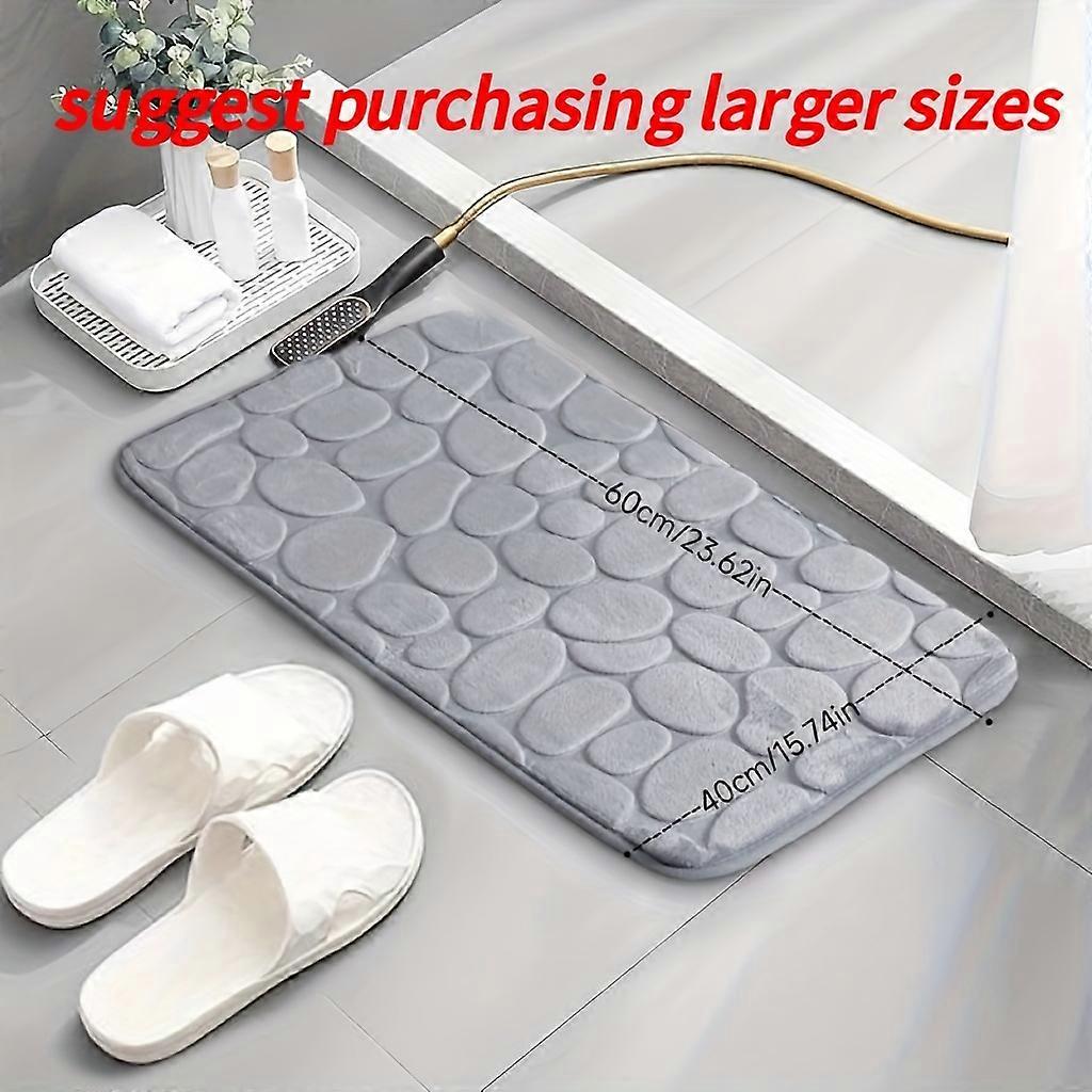 Luxurious Memory Foam Bath Mat - Soft, Quick-Dry & Non-Slip, Pebble Design for Bathroom, Bedroom, and Indoor Use - Easy-Care & Durable Shower Carpet