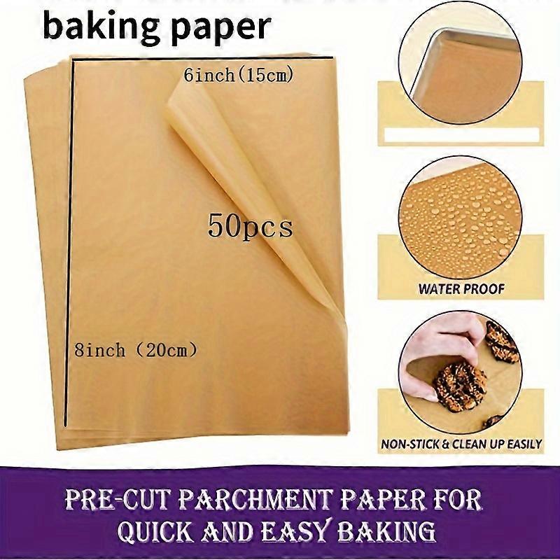 50/100/200pcs Premium Parchment Paper Baking Sheets - Conveniently Precut, Non-Stick, Unbleached, and Versatile for Baking, Cooking, Grilling, Frying,