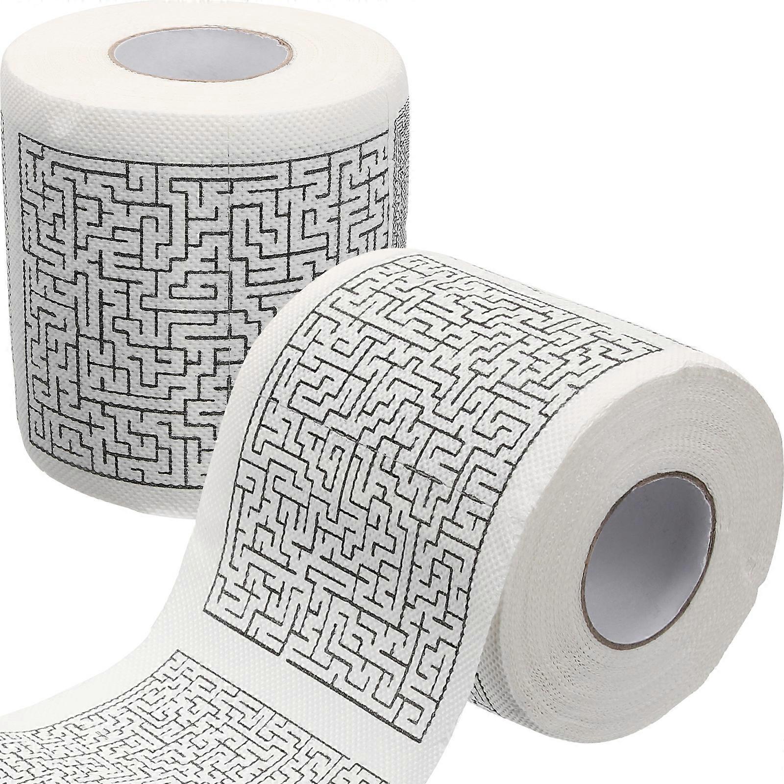 2 Rolls Funny Maze Pattern Toilet Paper Roll Paper Tissue Paper Bathroom Toilet Paper Roll