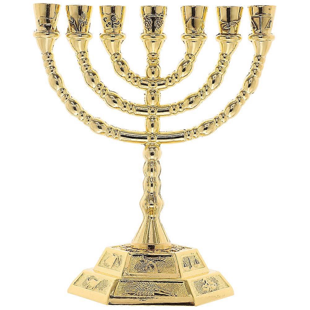 7-Branch Menorah Candle Holder Jewish Candlestick Temple Candle Holder Desktop Candlestick