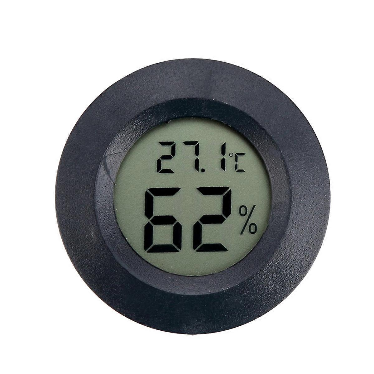 LCD Round Shape Mini Humidity Temperature Meter Hygrometer Room Indoor Thermometer(Black)