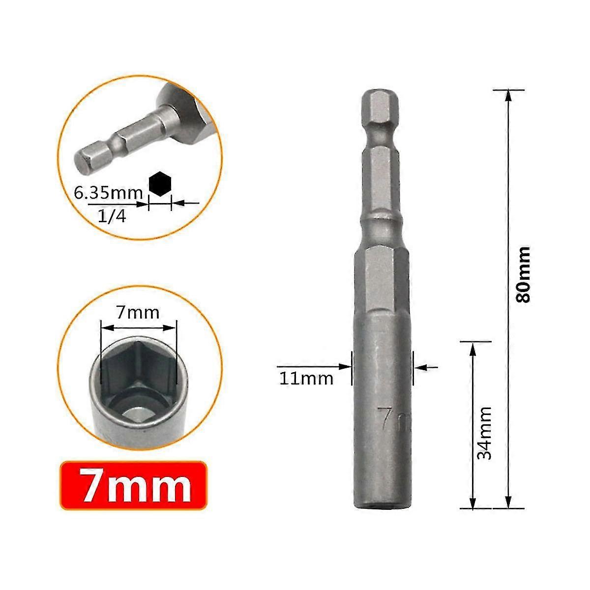 Deep Hex Socket Nut Driver Drill Hex Impact Socket Adapter 80mm Length Screwdrivers Bits 6-19mm Qui