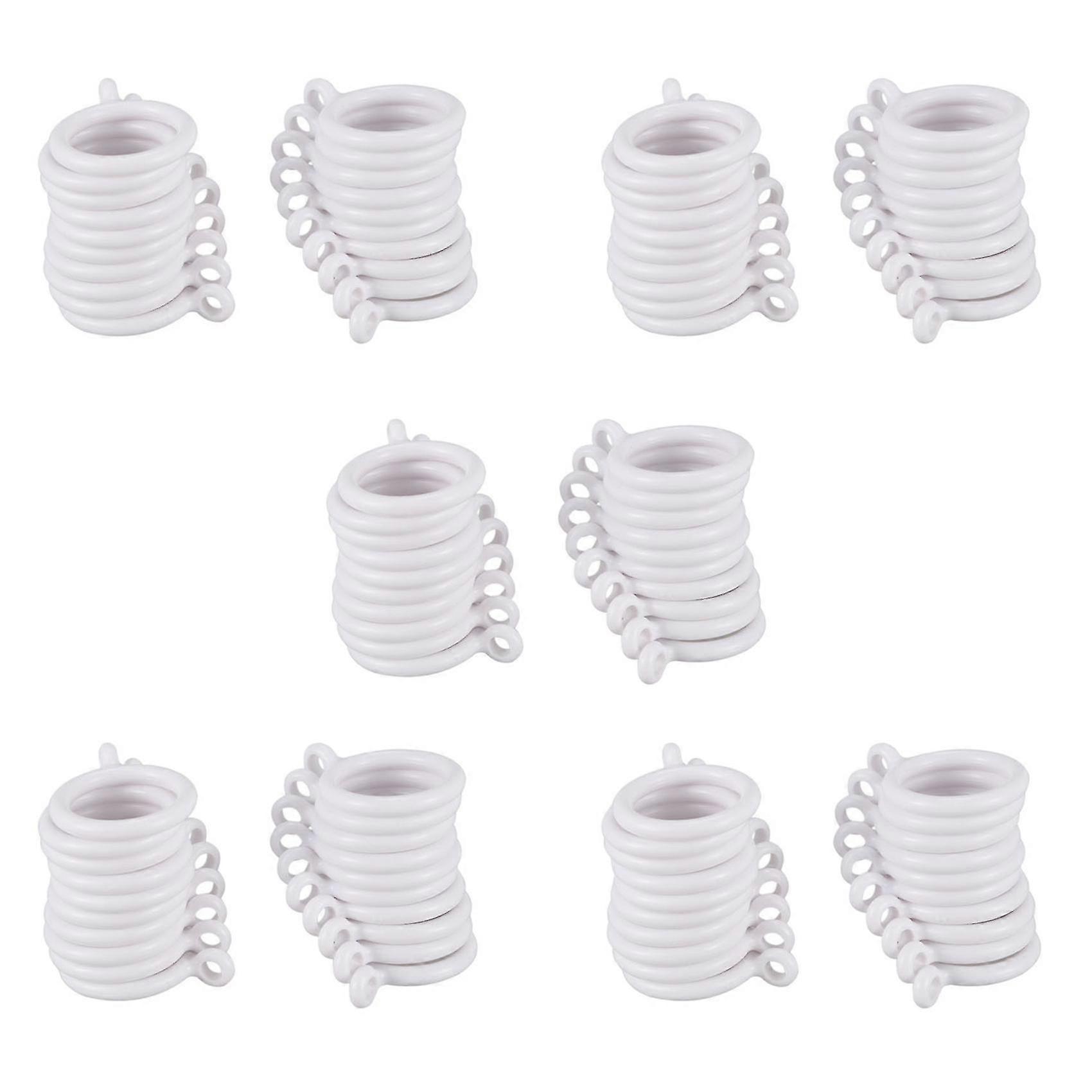 100x White 25mm Inner Plastic Curtain Rings