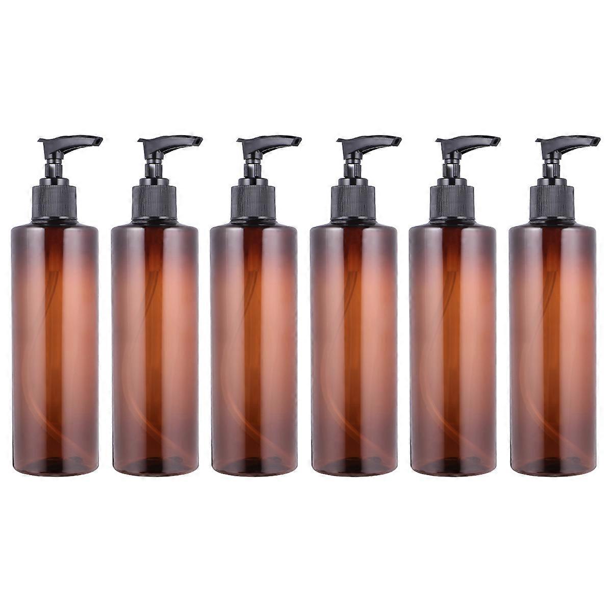 6 sztuk 250 ml plastikowa butelka z pompką do prasowania butelka podróżna butelka do wielokrotnego napełniania brązowa butelka (losowy kolor głowicy pompy)