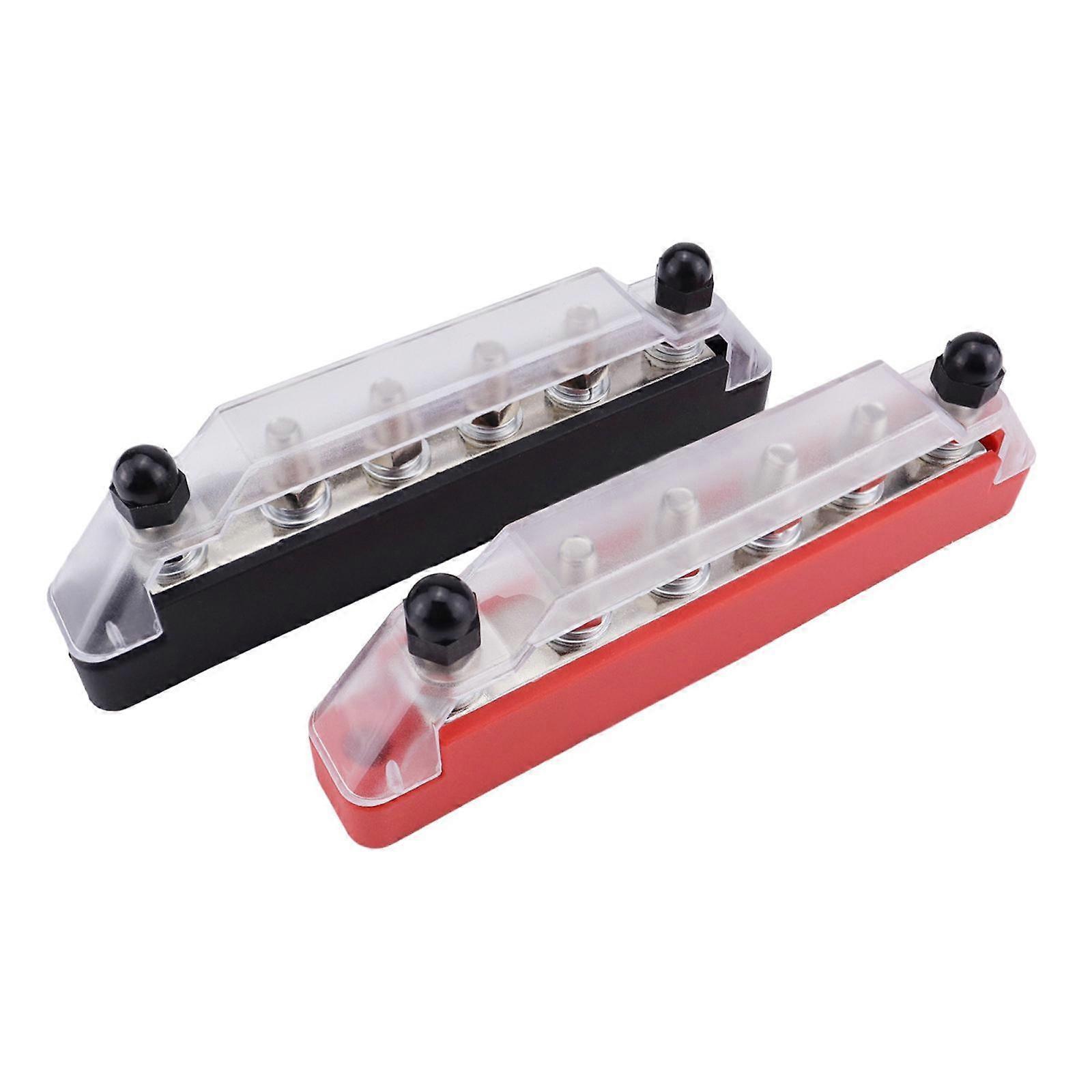 2x Power Distribution Block Dustproof M6 Busbar for Trailer Marine Boat