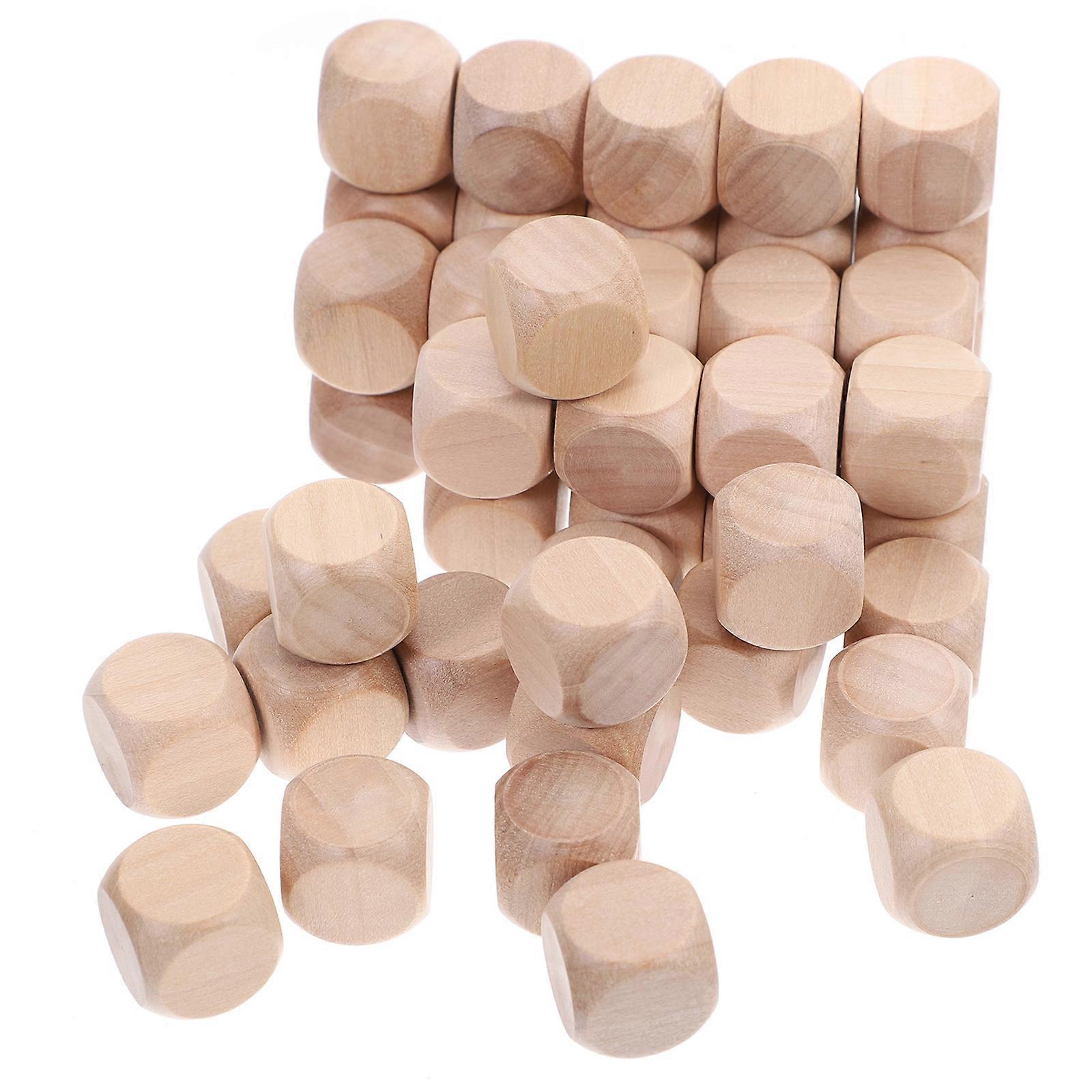 50Pcs Blank Wooden Dice Unfinished Square Blocks 6 Sided Wood Cubes Toys