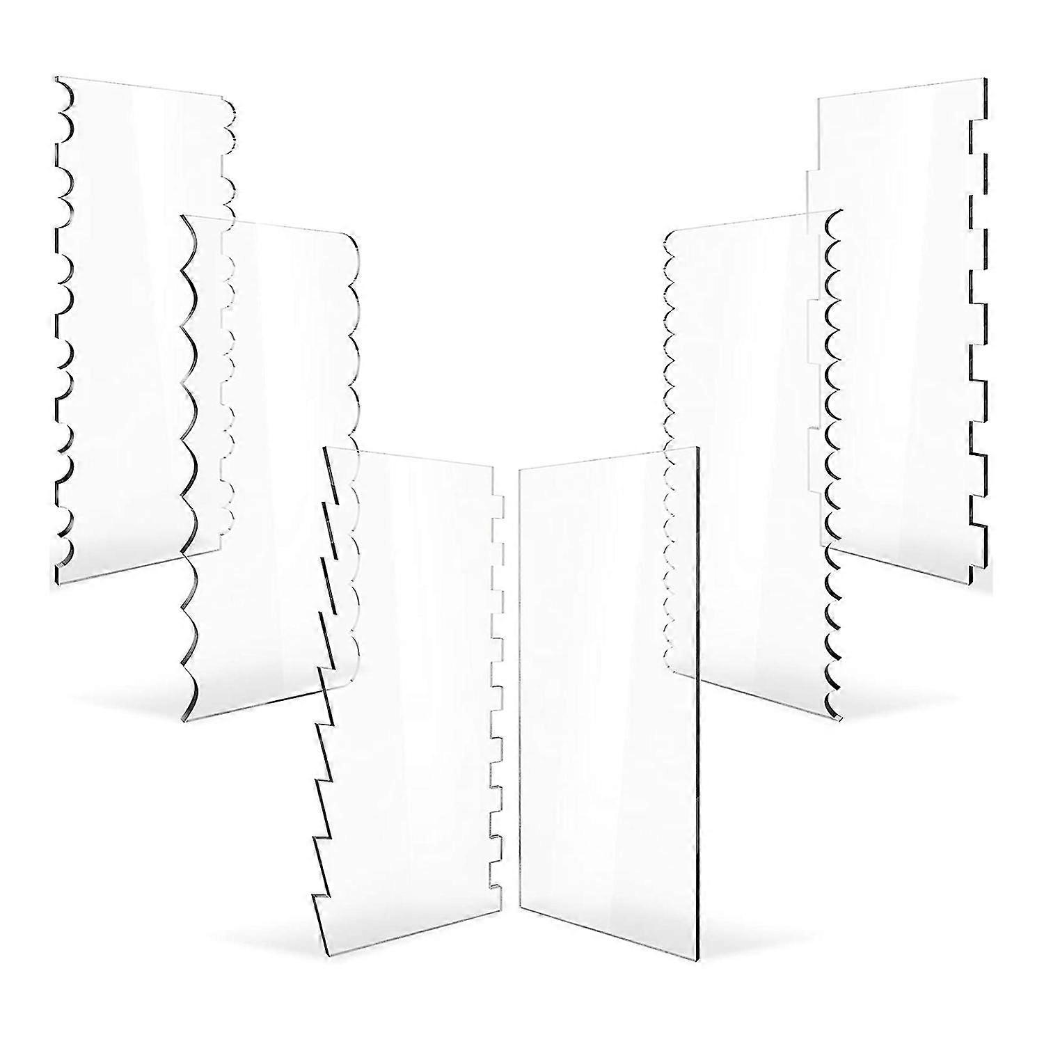 6 Pieces Acrylic Cake Scraper Decorating Contour Comb Cake Edge Smoother Tool Pastry Kitchen Baking