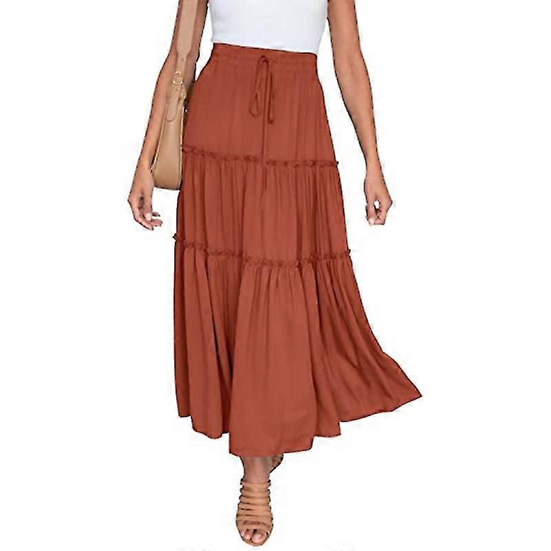 Vrouwen Zomer Geplooide Boho Rokken Casual Asymmetrie Midi Rok Effen Effen Kleur Rok