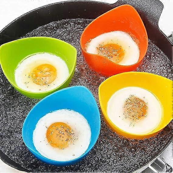 Egg Poacher Cups, Egg Boiler Mold Cup, Silicone Egg Poachers, Egg Poaching Cups with Ring Standers, Poached Egg Cups for Microwave Air Fryer Stovetop