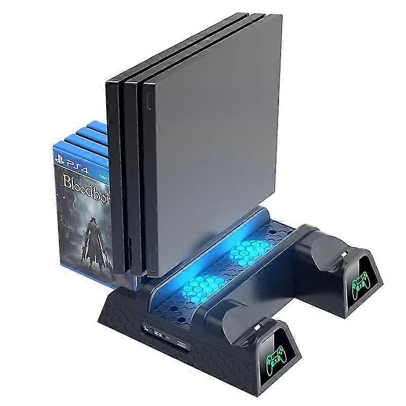 Ps4 dual controller charger console vertical cooling fan stand charging station