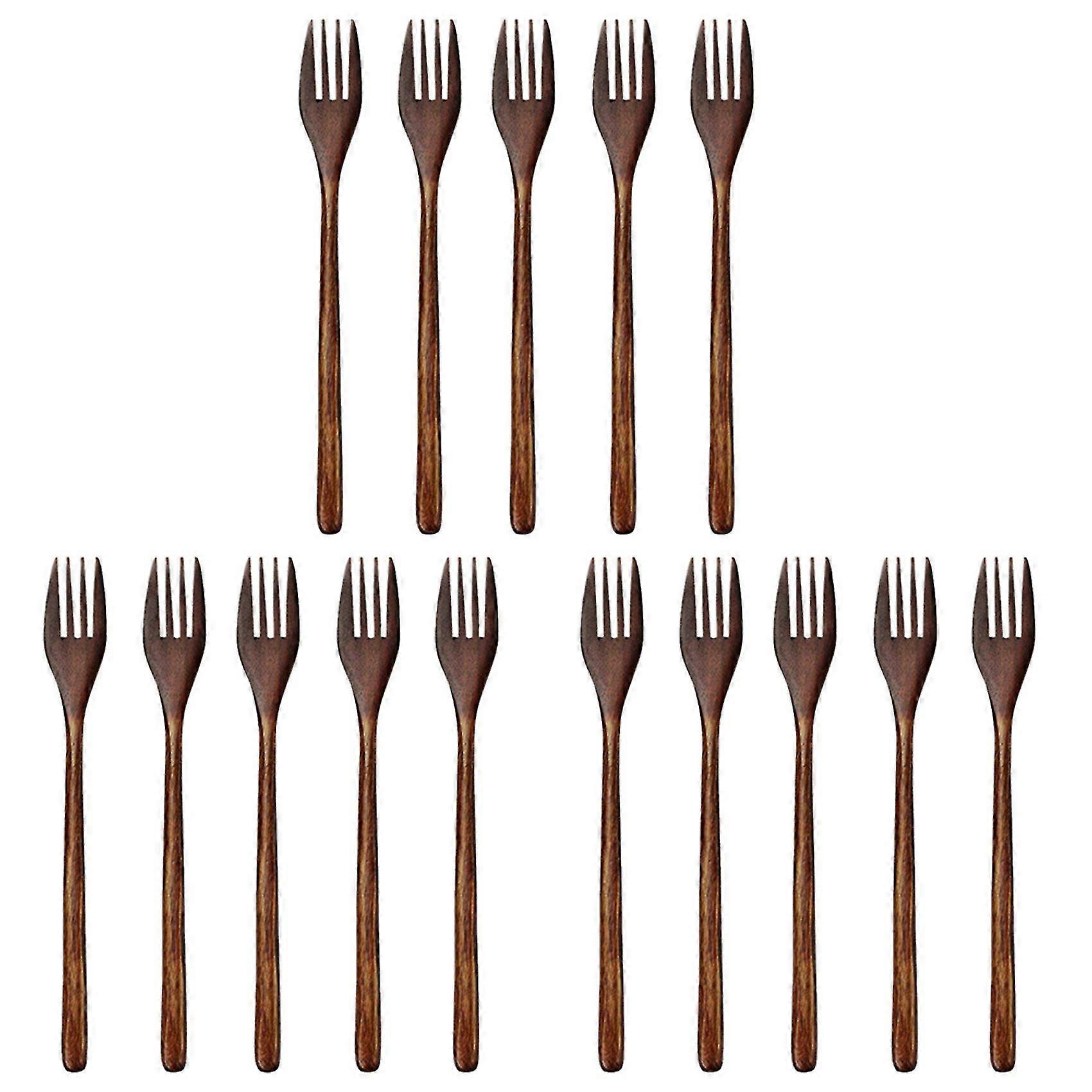 Wooden Forks, 15 Pieces Eco-friendly Japanese Wood Salad Dinner Fork Tableware Dinnerware For Kids