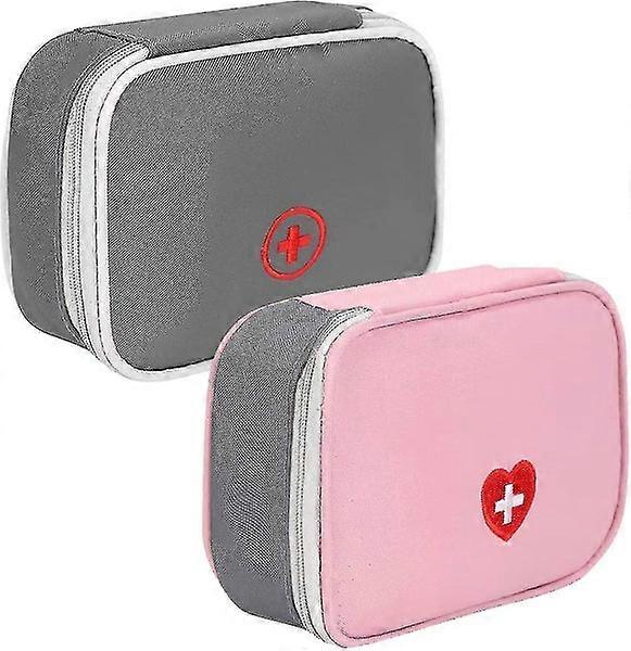 2-Piece Mini Empty First Aid Kit: Portable Medicine Bag for Adh