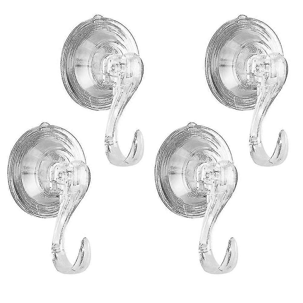 4 Pack Suction Cup Hooks, Clear Reusable  Vacuum Suction Cup Hooks