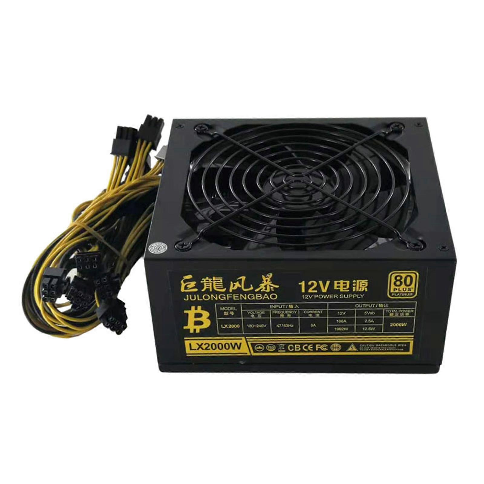 Mining Machine Power Supply 2000W MAX Power Output PSU for 8 GPU ETH Rig Eth