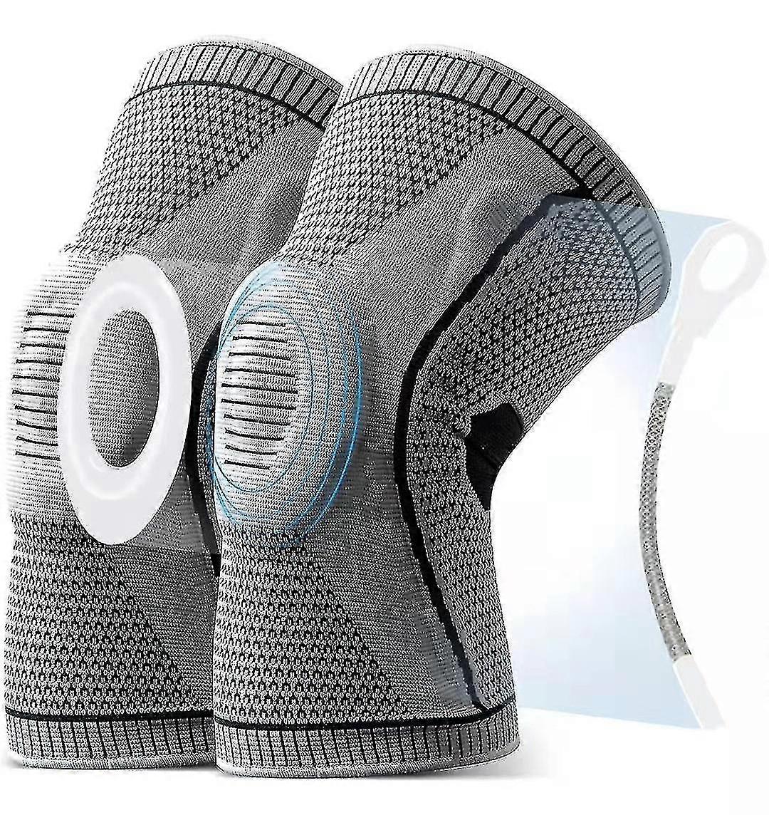 Knee Pain Pads, Ultra Knee Elite Knee Compression Cuff Silicone And Spring Support, Medical Grade Knee Patella Protectora Pair Xl
