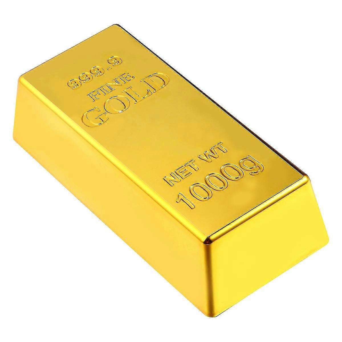 1pc Plastic Gold Bar Simulation Props Party Activity Props (16.5x7.6x4.8cm)