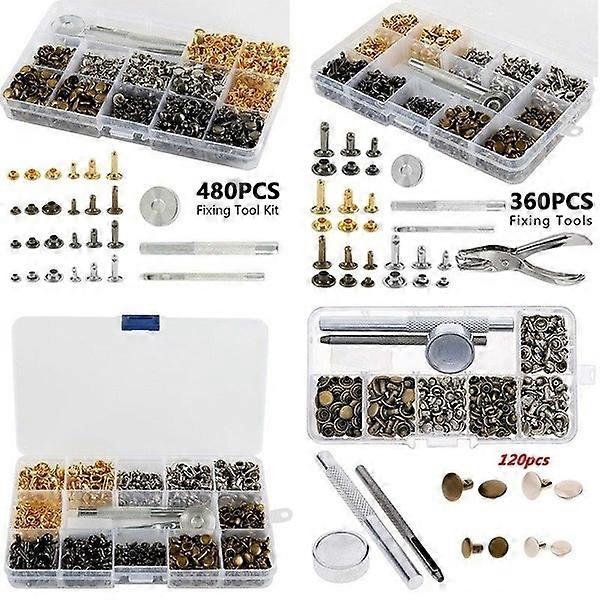 360-Piece Rivet Set with Installation Tools for Leather Crafting and DIY Projects
