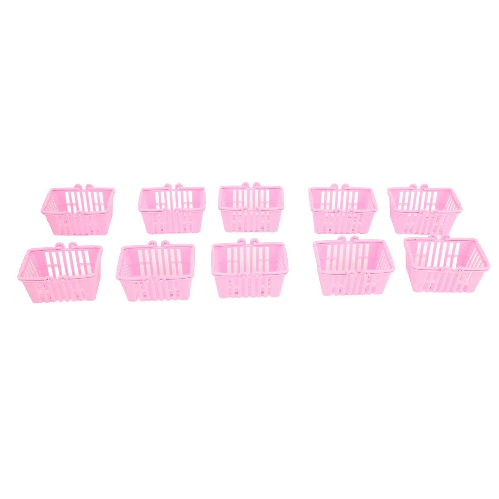 10pcs Dollhouse Shopping Basket Exquisite Reusable Miniature Basket for DIY Crafts Miniature Scene Decoration Pink
