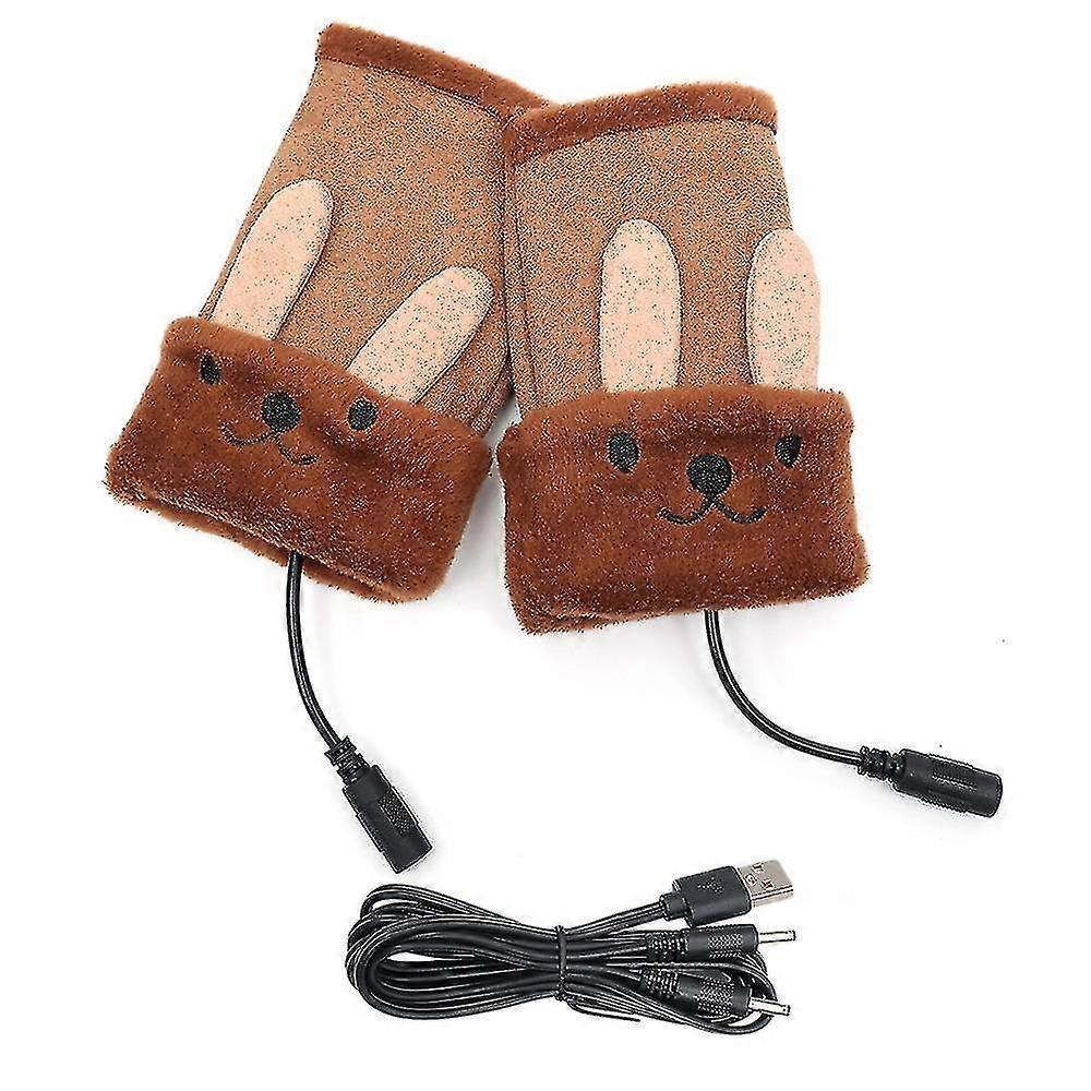 USB Heizung Warm Fluff Halbfinger Handschuhe Winter WaschbarEr Touchscreen Fingerless Gestrickt