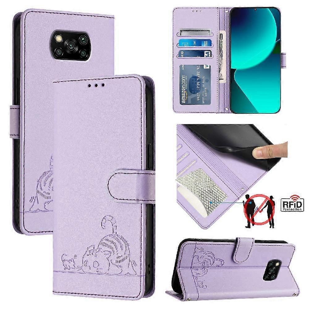Case For Xiaomi POCO X3/X3 PRO Cat RFID Wallet Flip Cover Card Slot Holder Kickstand
