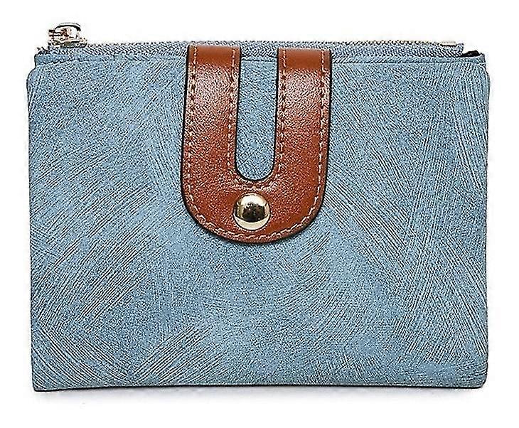 Zip Clasp Clash Colour Small Money Clip Student Simple Personality Fold Clasp Two Fold Money Clip Women's Multi Card Holder Leather Zipper Short Walle
