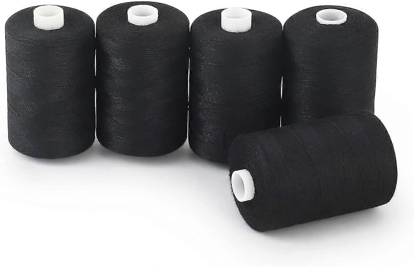 5 Pcs Sewing Threads - Black Spools Thread Mixed