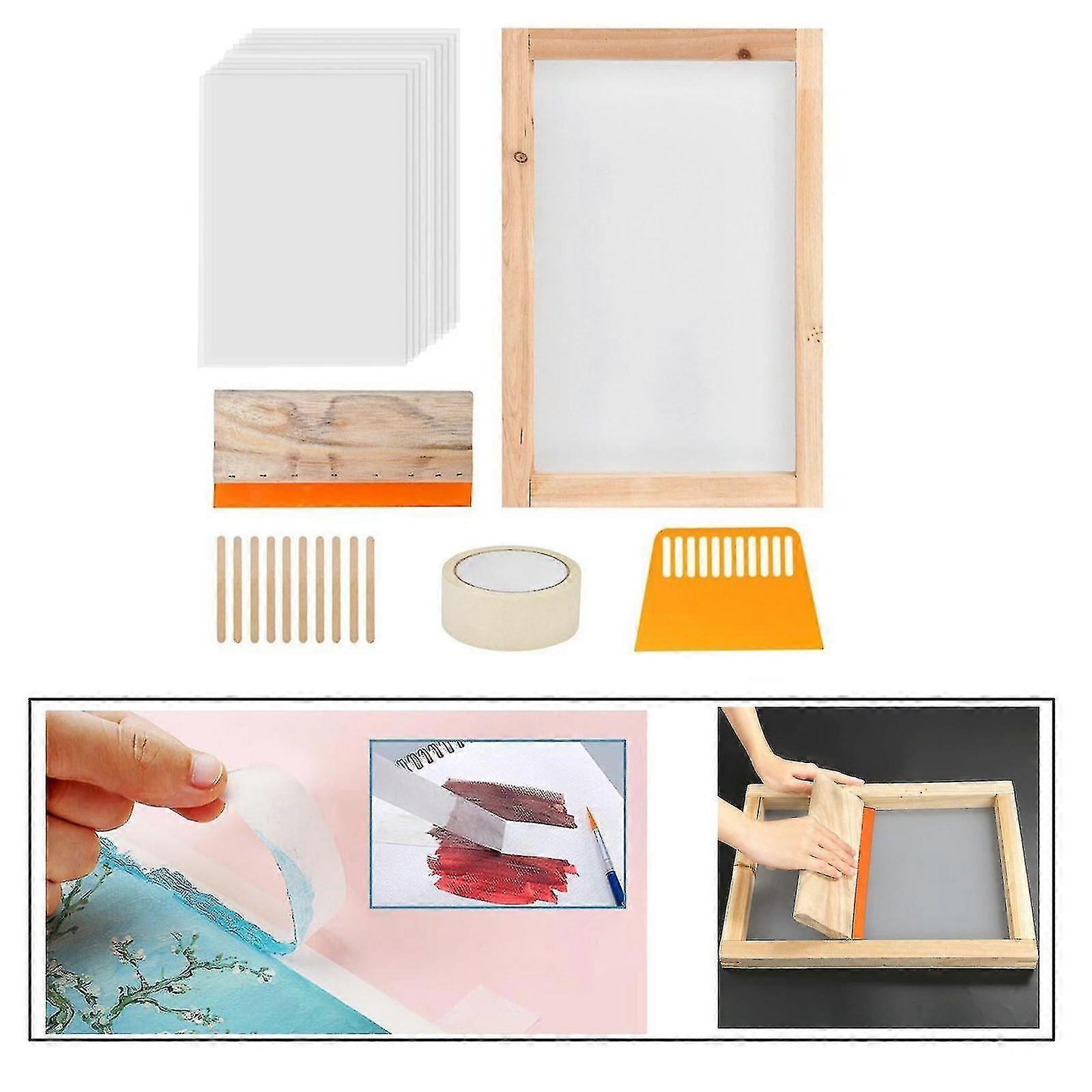 24x Silk Screen Frame, Screen Printing Set,durable Safe Silk Screen Frame Mesh Printing Set Print Starter Tool Kit With Squeegee