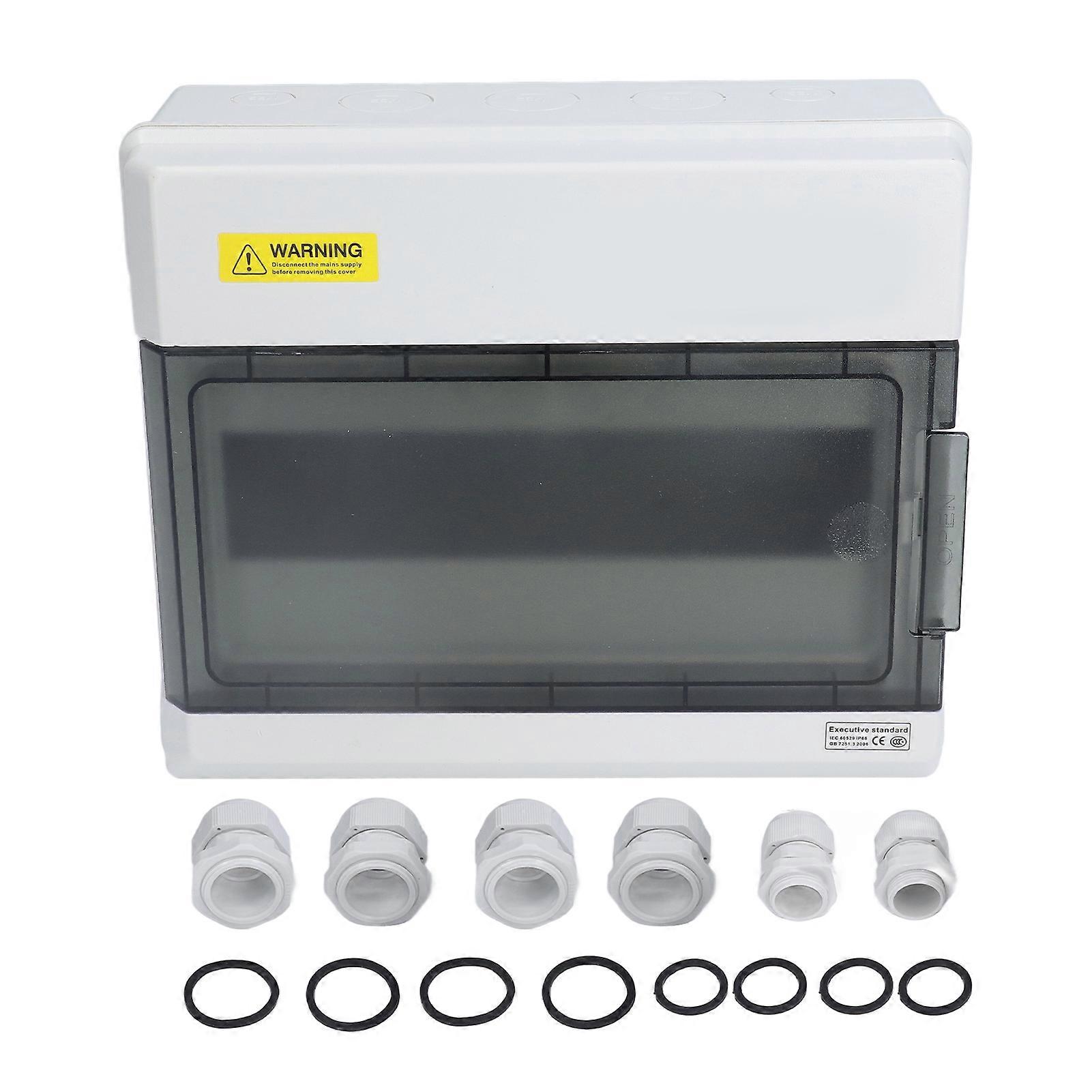 Distribution Box Waterproof 12 Way Plastic Junction Case Transparent Cover DIN Rail Mount