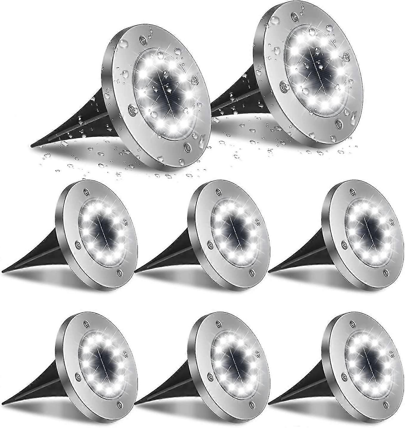 ضوء شمسي خارجي ، إضاءة حديقة 8pack 12ed 6000k مقاوم للماء Ip65