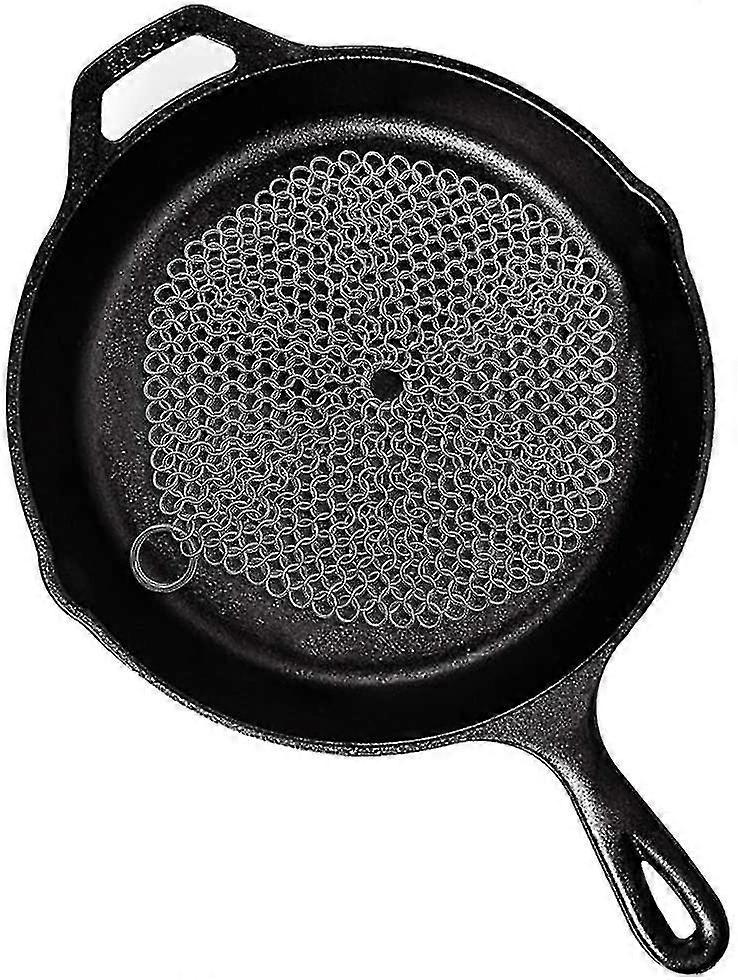 Round Cast Iron Cleaning Brush With Durable Plastic Scraper