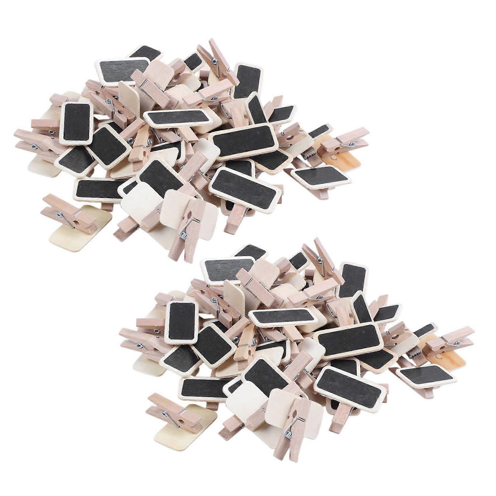 100x Mini blackboard wood message slate rectangle clip clip panel card memos label brand price plac