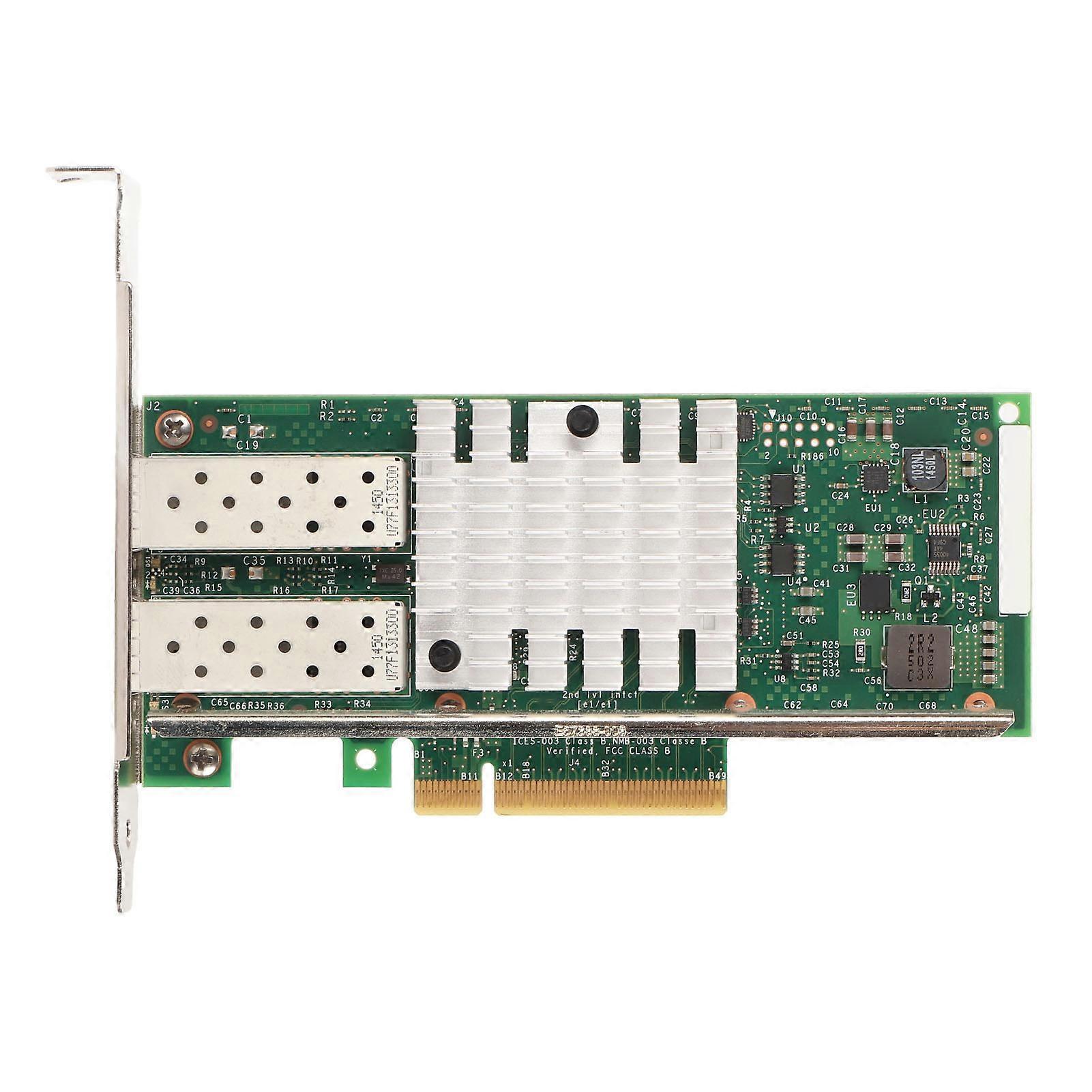 Server Adapter 10Gbps 2 SFP Ports PCI Express X8 Plug and Play Stable PCIe Network Card for Desktop Transmission