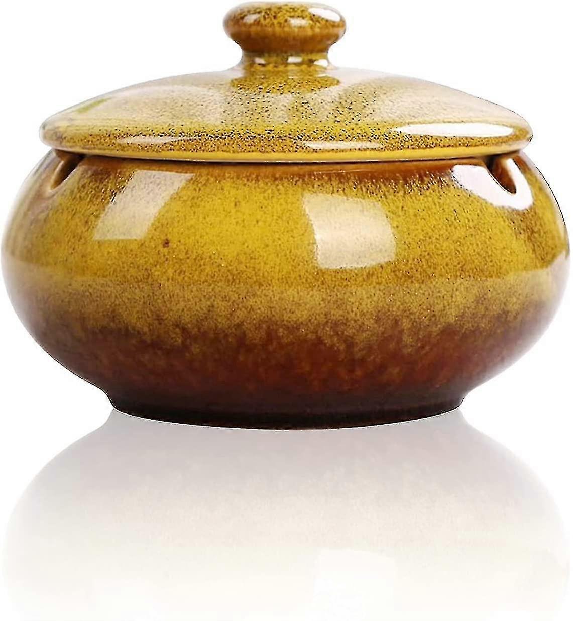 Ceramic with lid, windproof, indoor or outdoor cigarettes, for rs, desktop smoking ash tray, for home office decoration