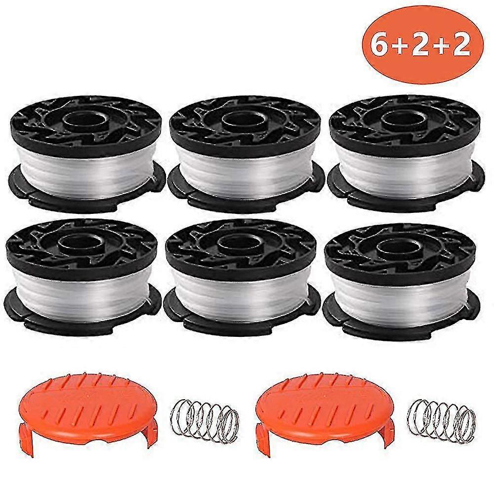 6 Pack Line Spool With 2 Covers For Replace Black Decker Grass Trimmers