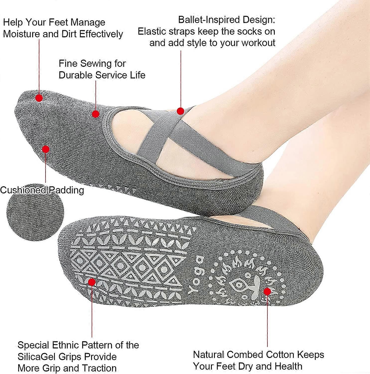 Thapncow 4 Paires Chaussettes Yoga Femme, Idéales Pour Le