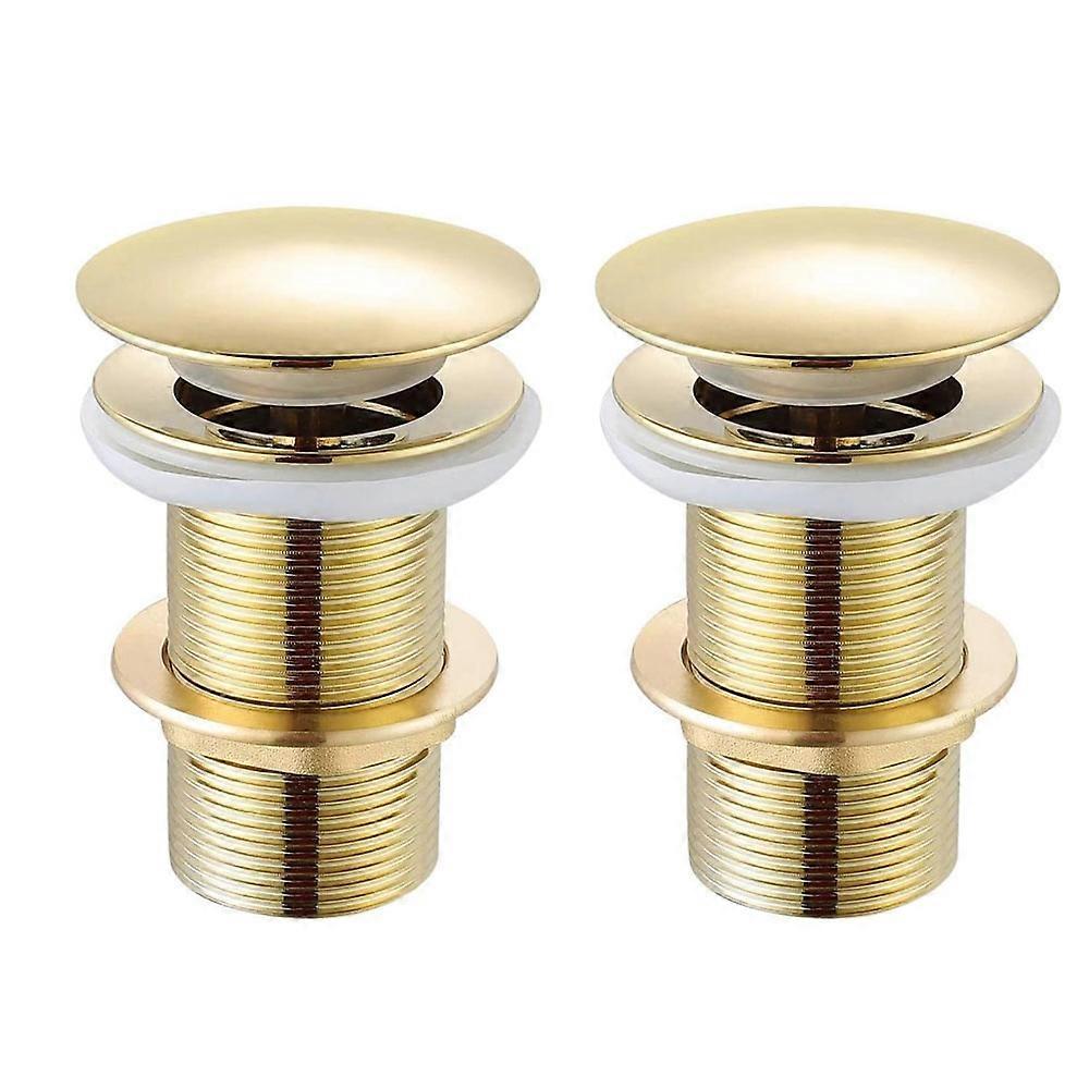 2pc Basin Drain with Overflow Hole, Split Spring Plug, Brass, Chrome Gold