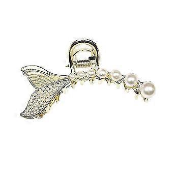 1pc vis staart klauw clip delicate parel haarspeld stijlvolle vrouwelijke haaraccessoire